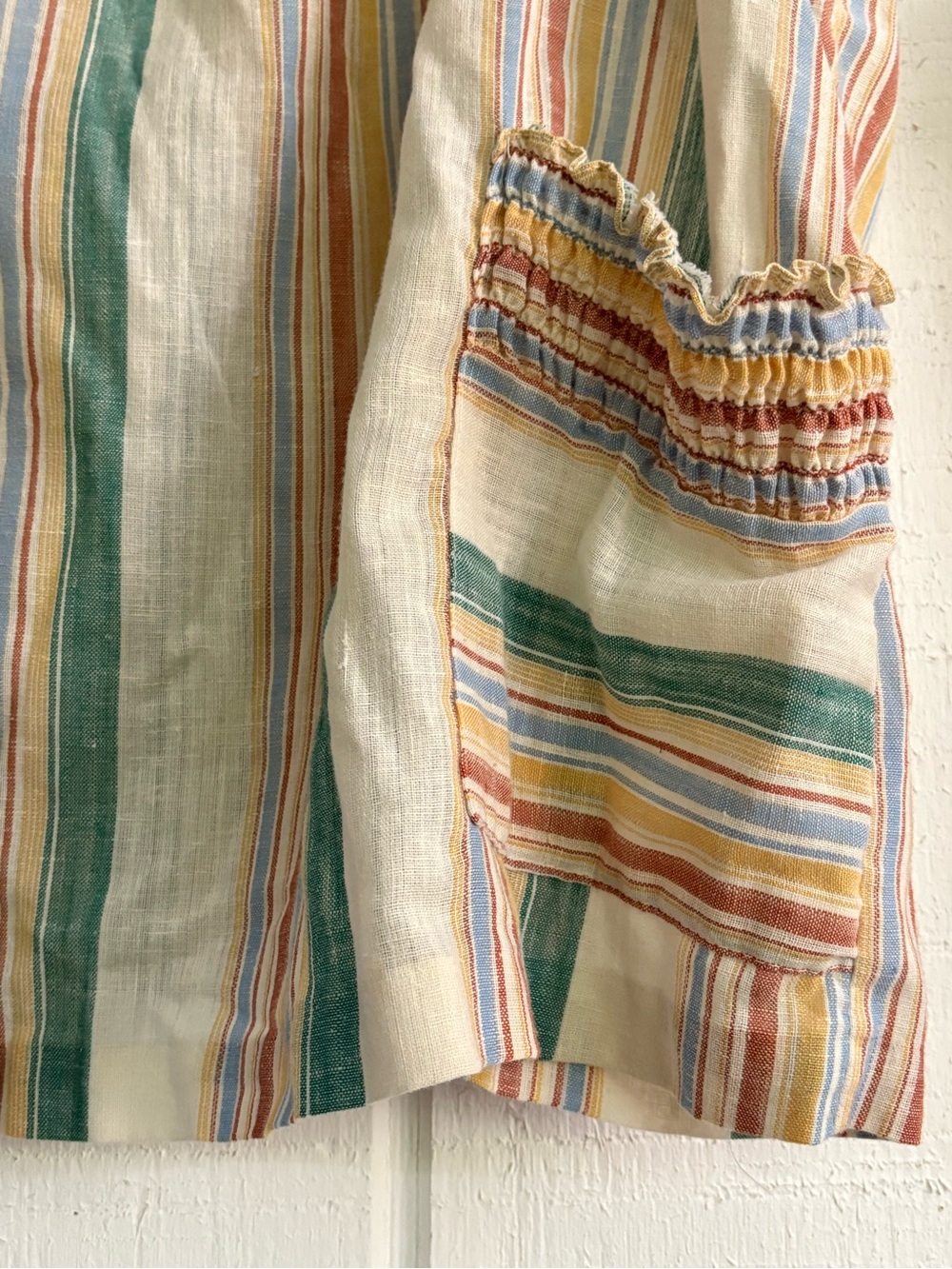 Vintage 70s Striped Smocked Pocket Tank Top - Multicolor Union Made XL - Picture 8 of 13